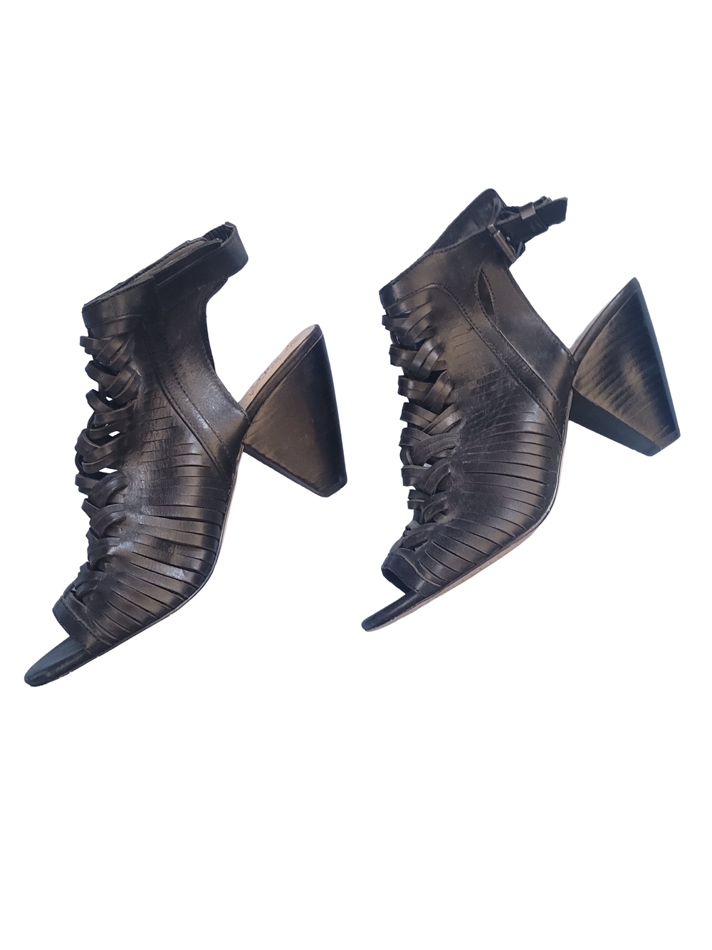 Black Women's Strappy Peep-Toe Block Heel Sandals By Vince Camuto Size 8.5